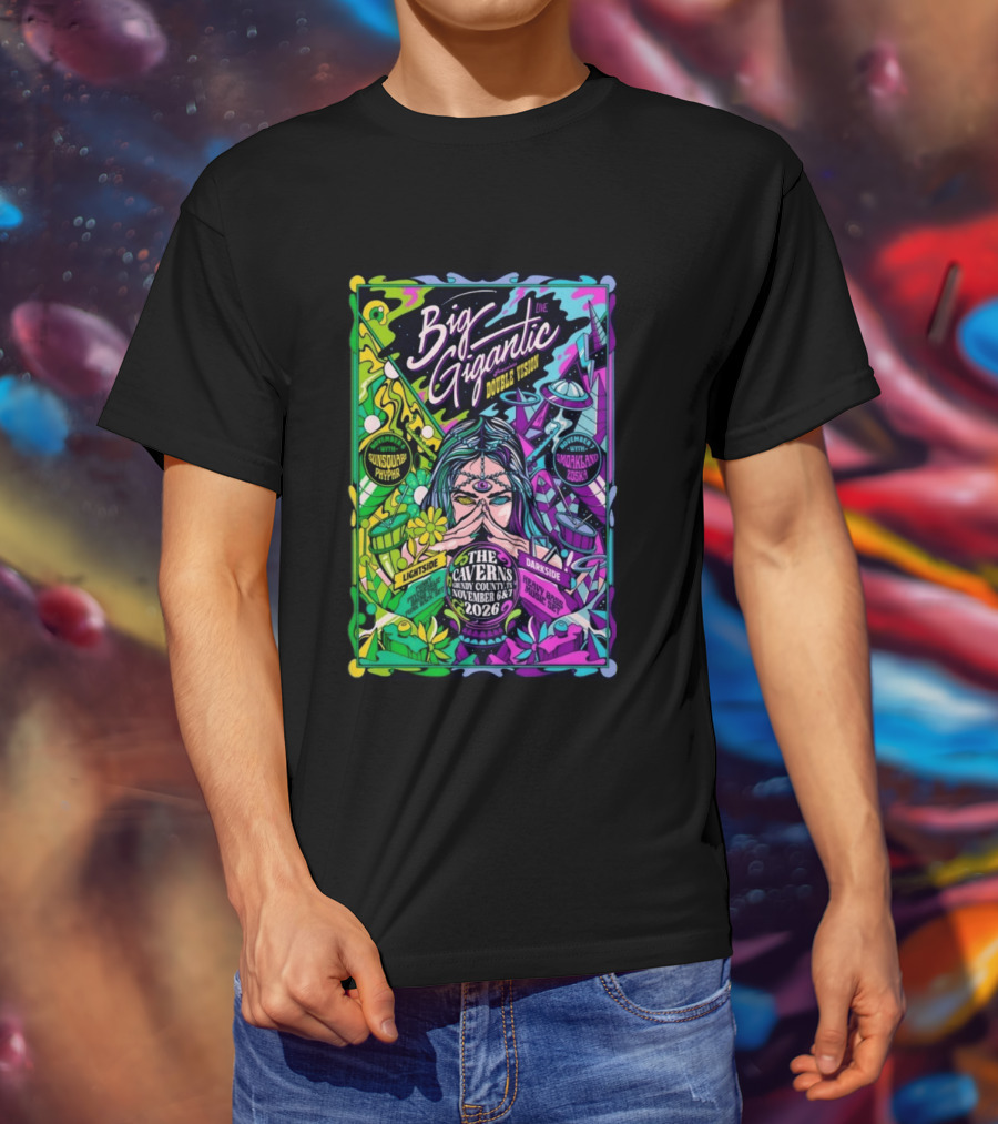 Big Gigantic Double Vision Live Nov 6 7 2026 The Caverns Pelham TN Sunsquabi Phyphr Smokeland Zoska T-Shirt
