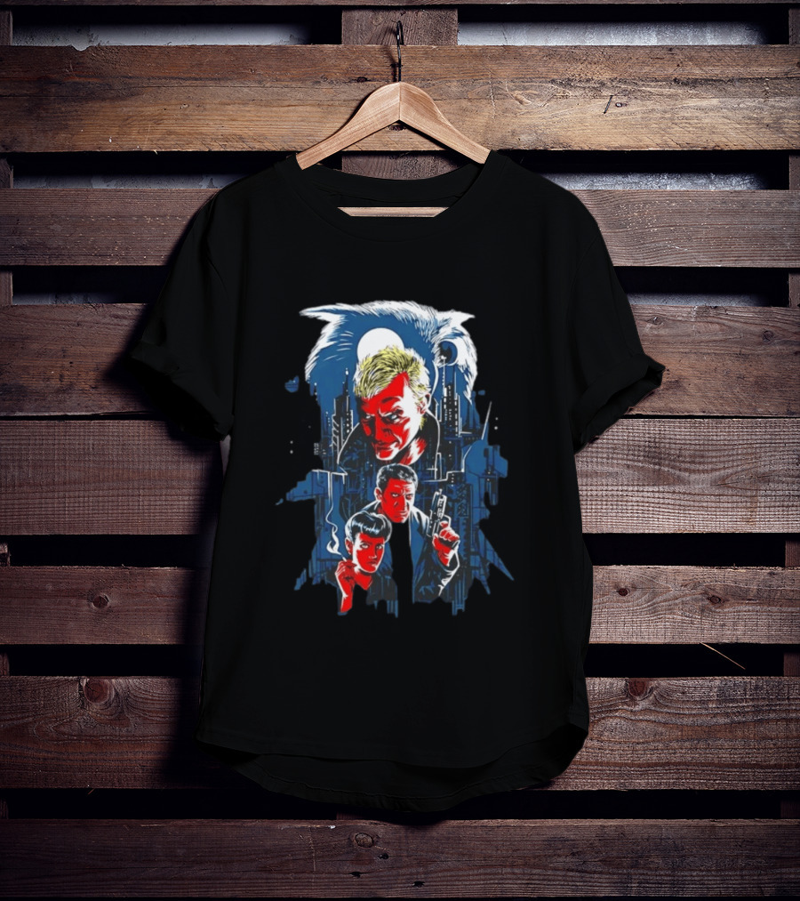 Blade Runner Tannhauser Gate Scene With Characters And Cityscape T-Shirt