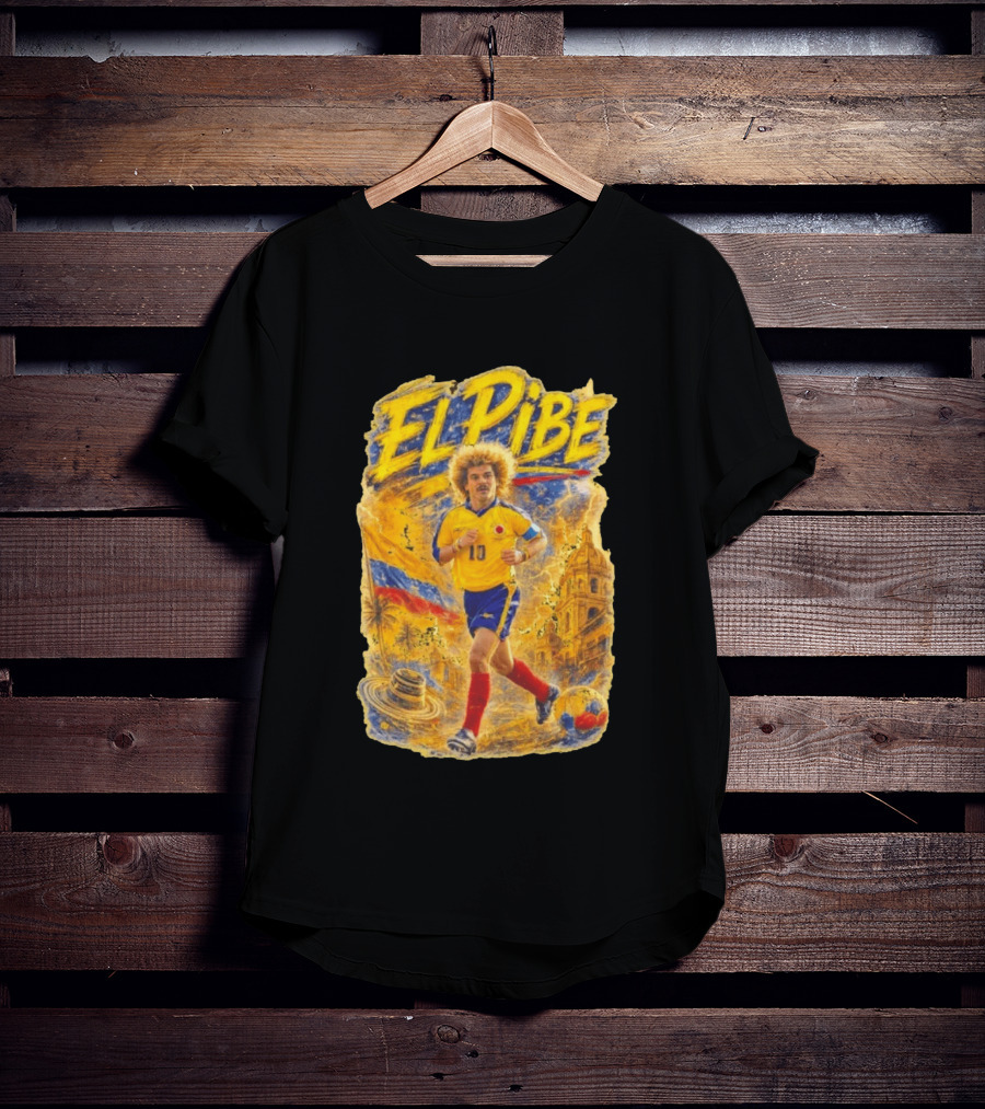 Carlos Valderrama El Pibe Colombia Football Legend Iconic Yellow Jersey T-Shirt