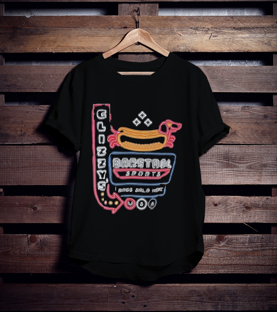 Glizzy Barstool Sports Dog Sold Here Neon USA T-Shirt