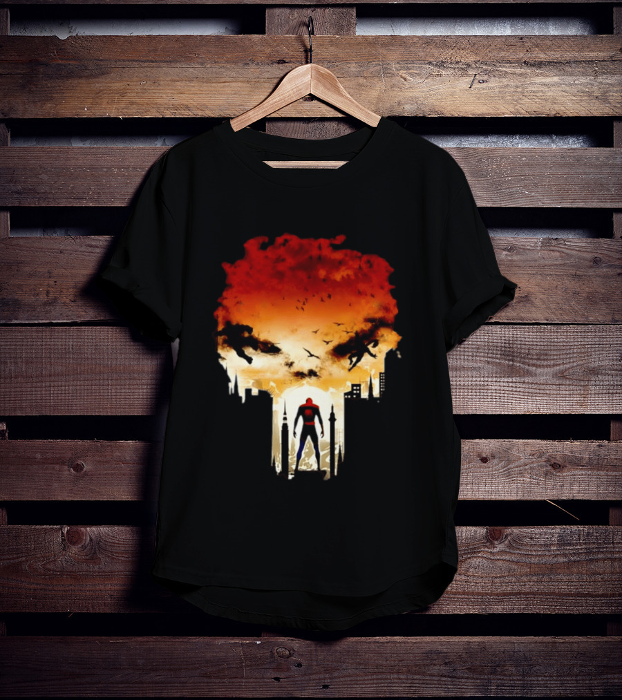 Spider Man Hulk Wolverine Marvel Superheroes Cityscape Action Scene T-Shirt