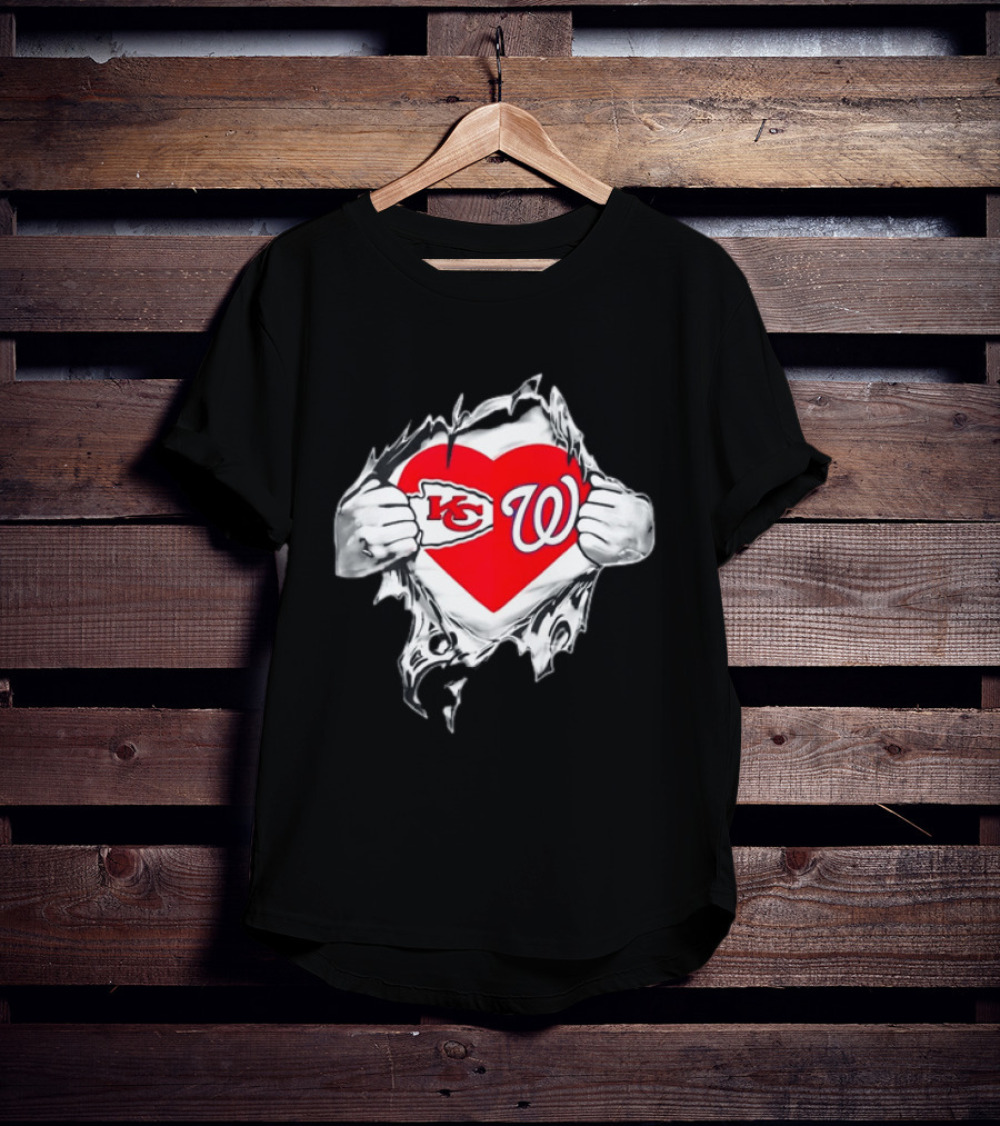 Sport KC Chiefs Washington Nationals Heart Reveal T-Shirt