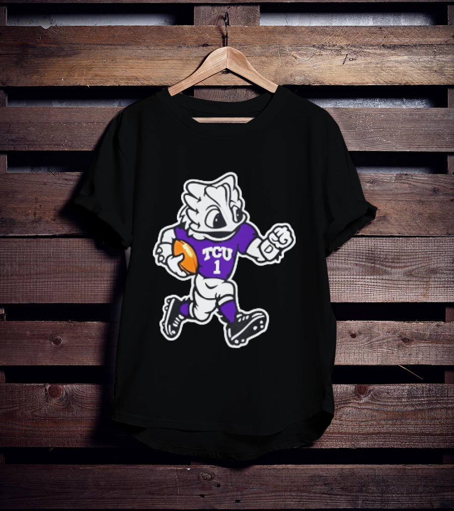 TCU Horned Frog Mascot Running Football TCU 1 Fan Gear T-Shirt