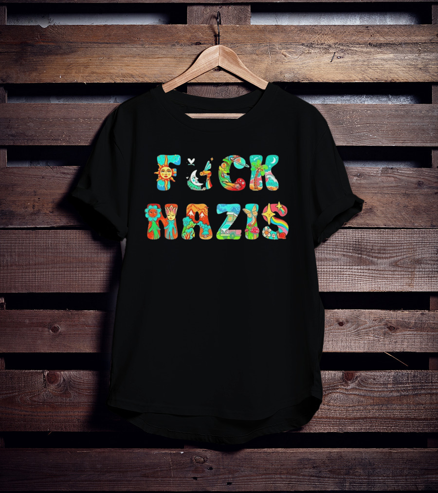 Fuck Naz Isv Sun Moon Rainbow Butterfly Flower Peace Hippie T-Shirt