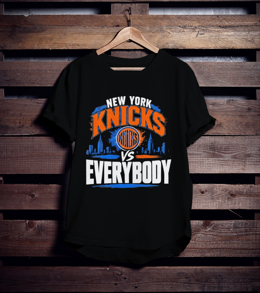 New York Knicks Vs Everybody Skyline Urban Hoops T-Shirt