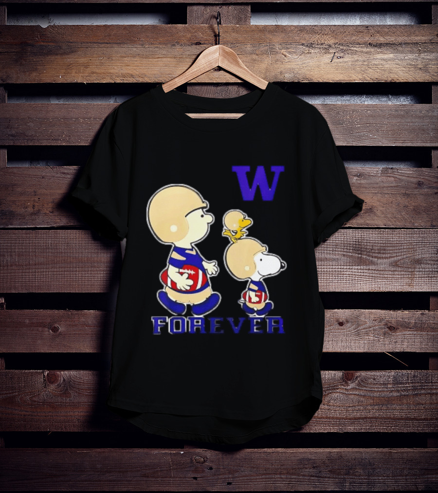 Peanuts Characters Football Players Washington Huskies W Forever T-Shirt
