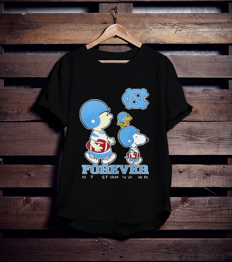 UNC Tar Heels Snoopy Charlie Brown Football Forever T-Shirt