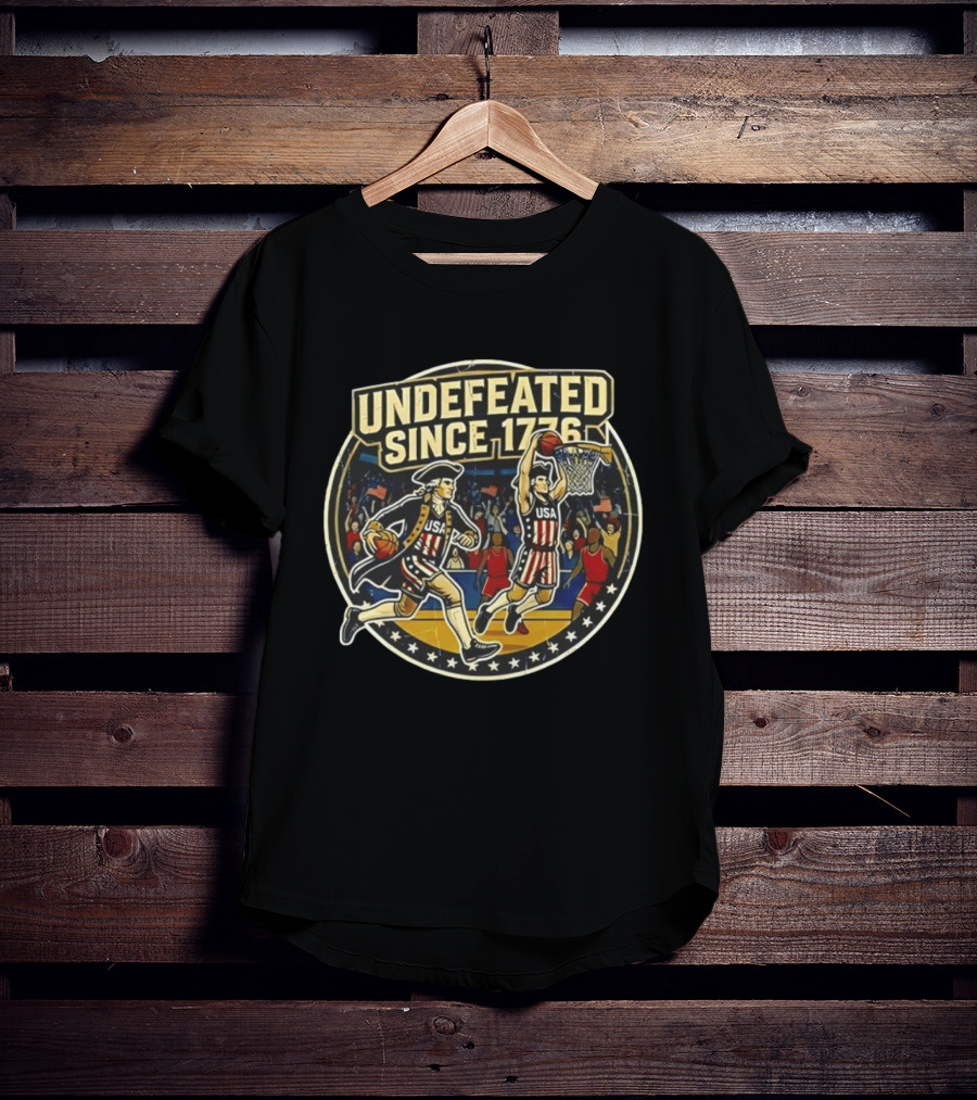 Undefeated Since 1776 USA Basketball Patriotic Celebration T-Shirt
