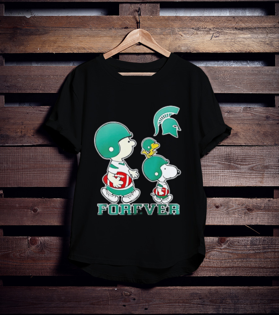 Peanuts Woodstock Charlie Brown Snoopy Michigan State Spartans Forever T-Shirt