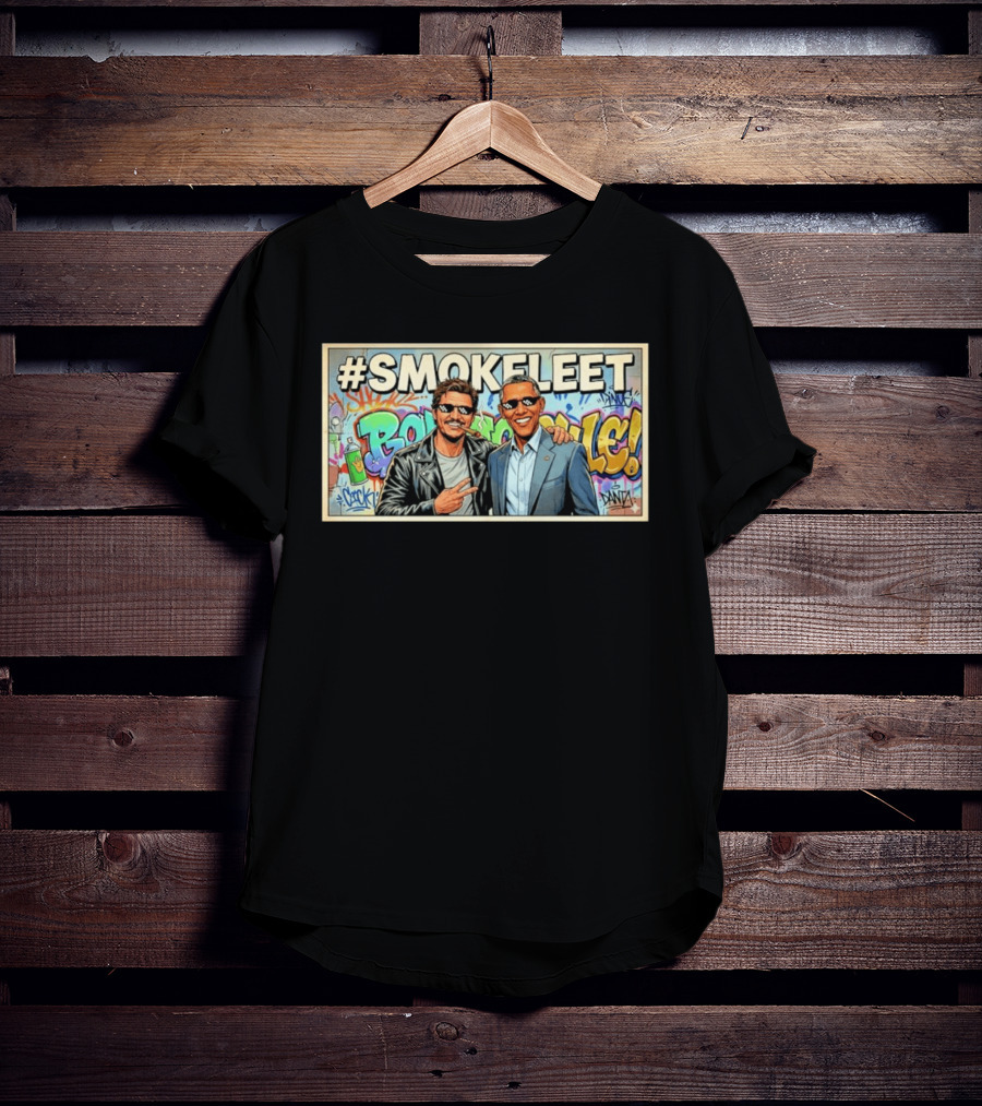 #SMOKEFLEET Pedro Pascal Barack Obama Graffiti T-Shirt