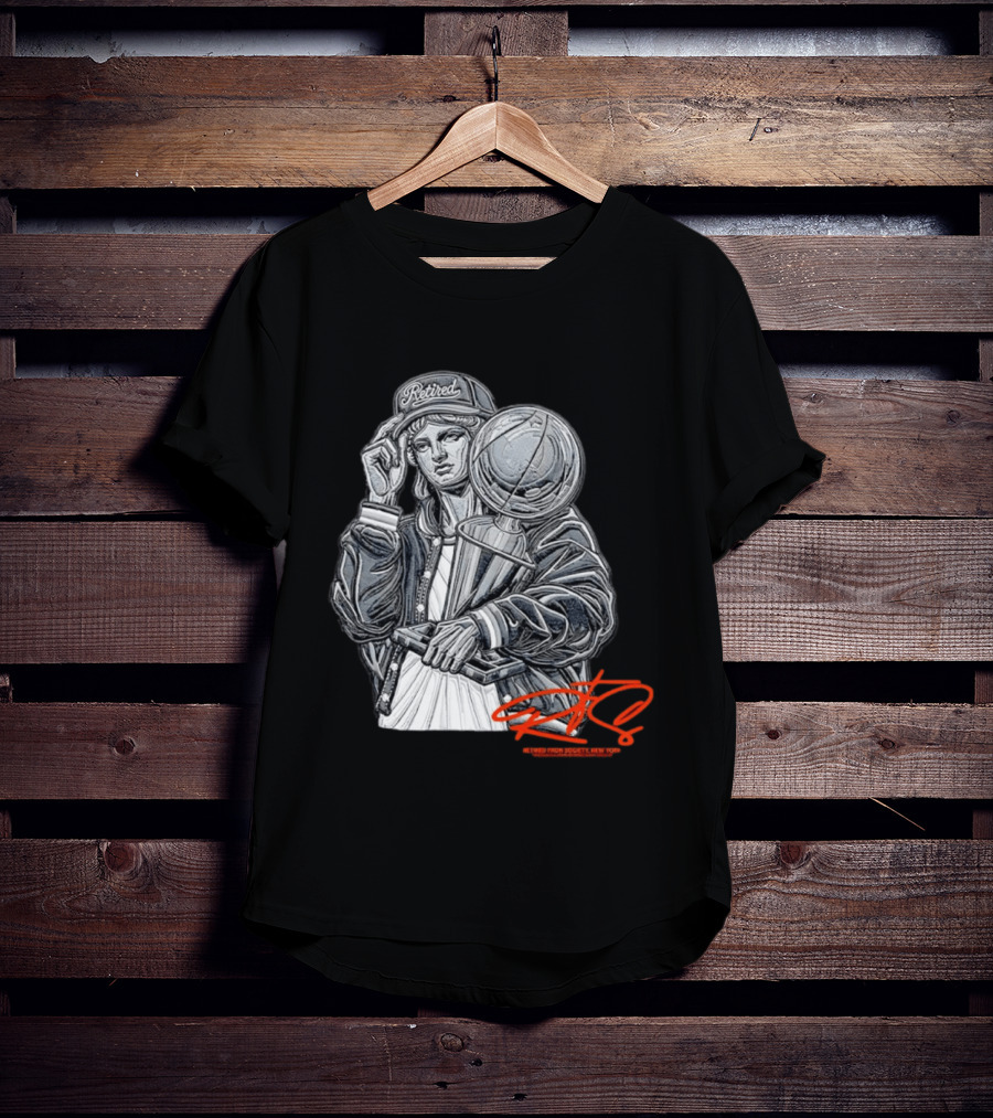 Retired From Society New York Freedom Is A State Of Mind Statue Holding Trophy T-Shirt