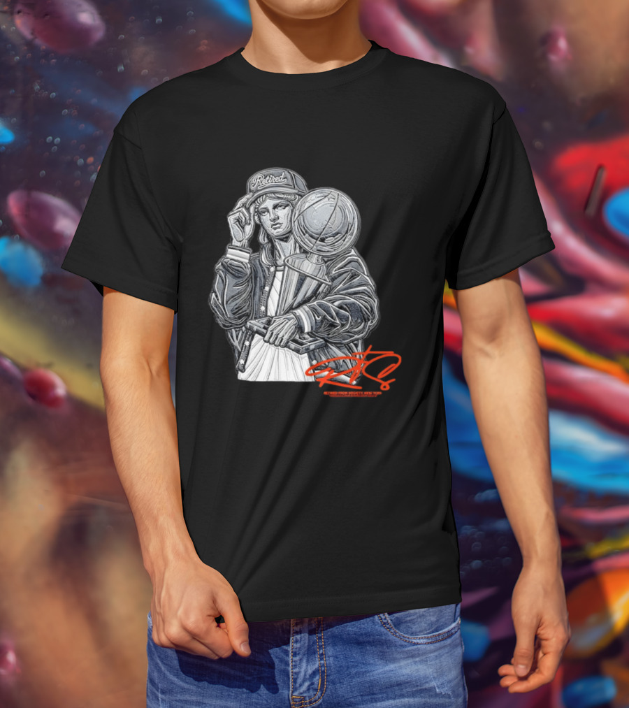 Retired From Society New York Freedom Is A State Of Mind Statue Holding Trophy T-Shirt