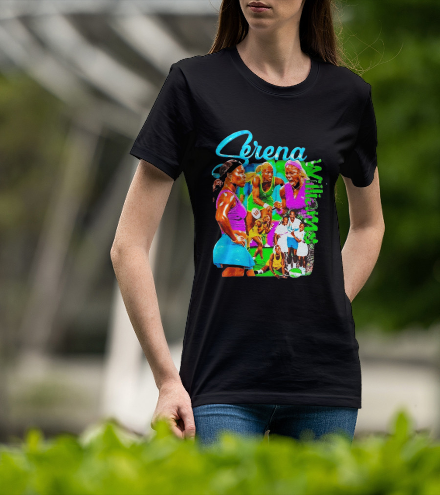 Serena Williams Vibrant Tennis Champion Collage T-Shirt