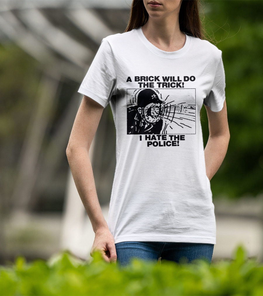 A Brick Will Do The Trick I Hate The Police Protest Message T-Shirt