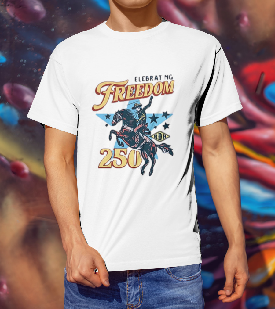 Celebrating Freedom 250 Years RDR Cowboy Rodeo Stars T-Shirt