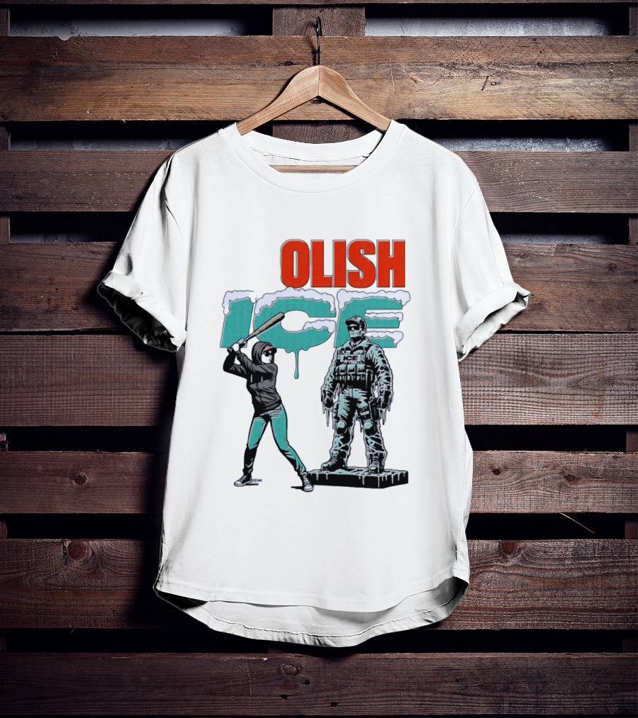 Krime Olish ICE Woman With Baseball Bat Smashing Statue T-Shirt