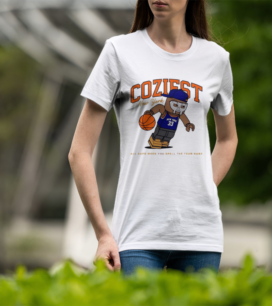 Coziest New York MF DOOM Patrick Ewing Knicks All Caps Basketball Lego T-Shirt