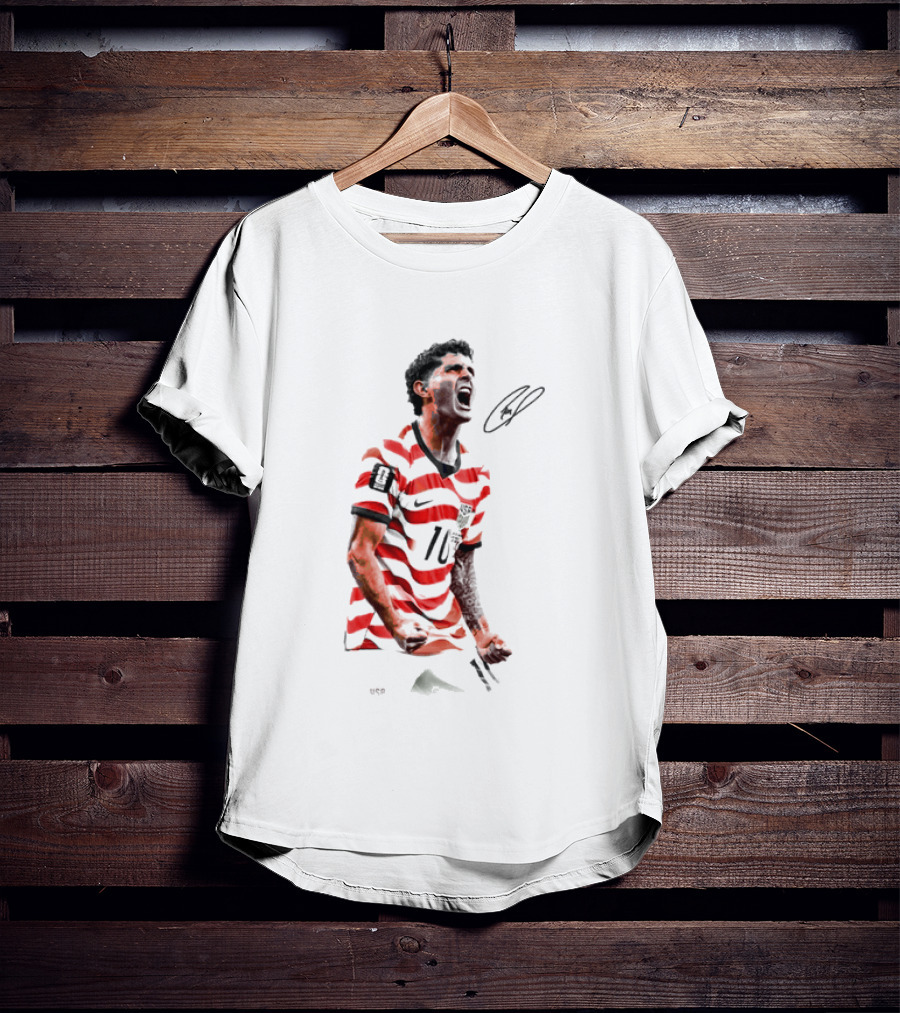 USA 10 Christian Pulisic Soccer Star Jersey Signature T-Shirt