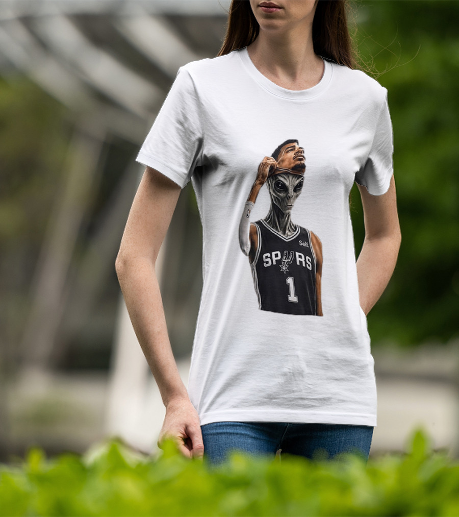 Wembanyama Spurs Alien Takeover Face Reveal Self 1 T-Shirt