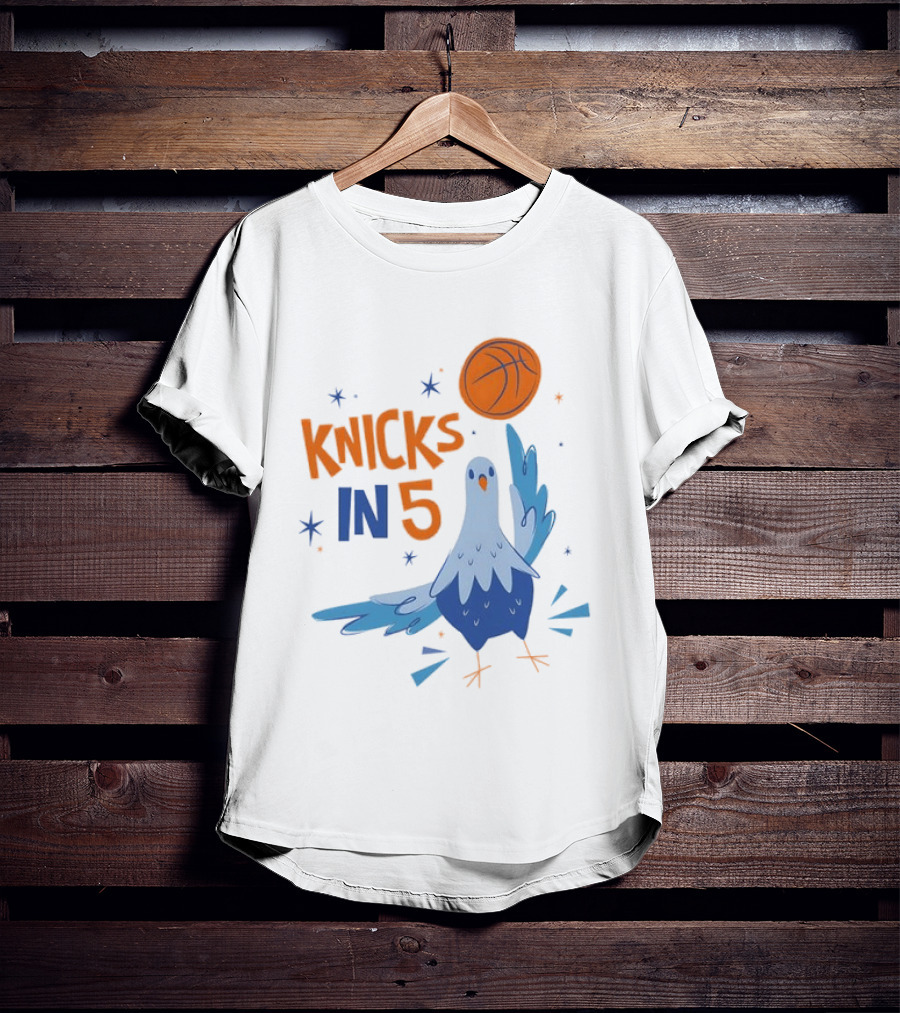 New York Knicks NBA Pigeon Basketball Knicks In 5 T-Shirt