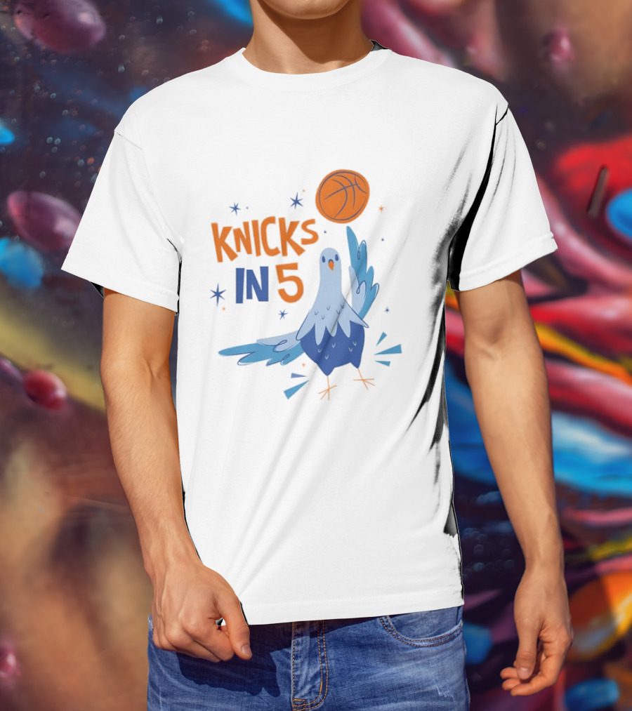 New York Knicks NBA Pigeon Basketball Knicks In 5 T-Shirt