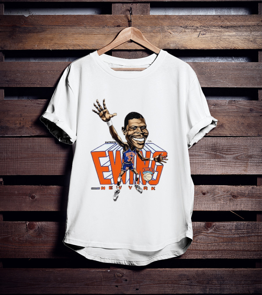 Patrick Ewing New York Knicks NBA Caricature Basketball Legend T-Shirt