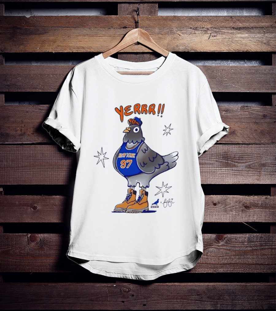Pigeon Fefi Yerrr 97 New York Basketball Jersey Timberland Boots T-Shirt