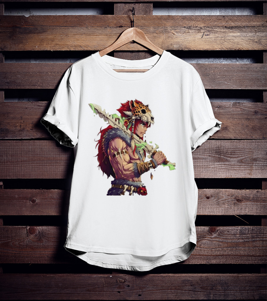 Jaguar Warrior Aztec Fantasy Glowing Bone Sword Warrior T-Shirt