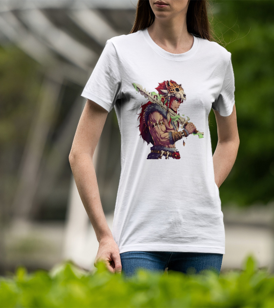 Jaguar Warrior Aztec Fantasy Glowing Bone Sword Warrior T-Shirt
