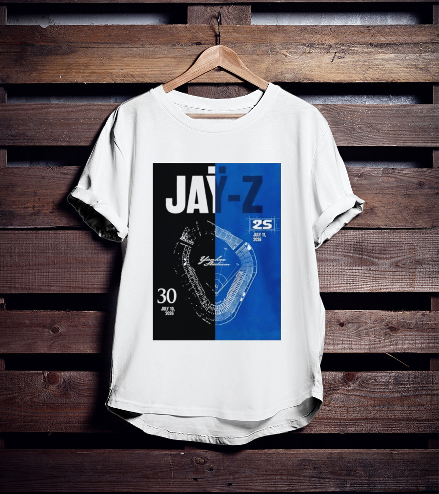 Jay Z Yankee Stadium July 10 11 2026 Celebration With Map Blueprint T-Shirt