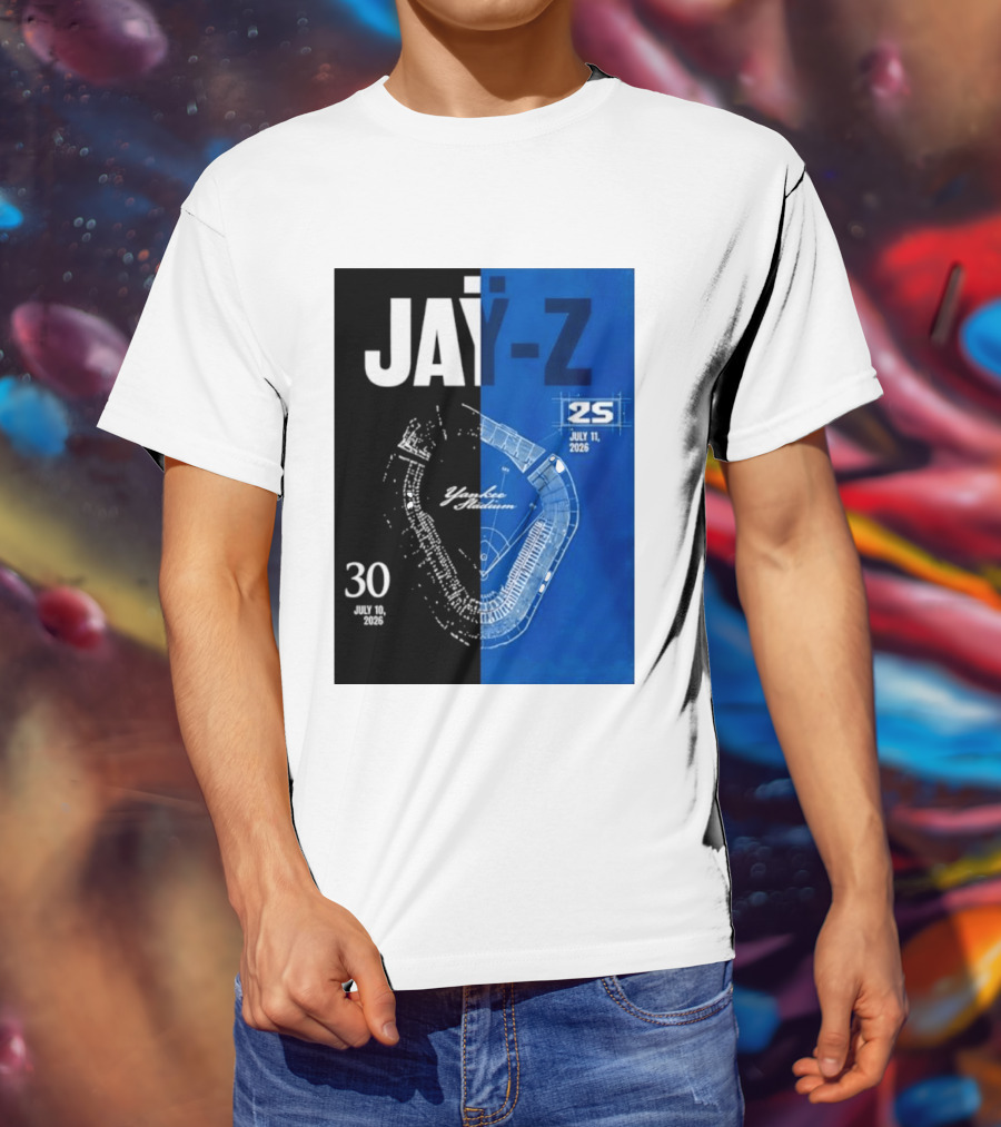 Jay Z Yankee Stadium July 10 11 2026 Celebration With Map Blueprint T-Shirt