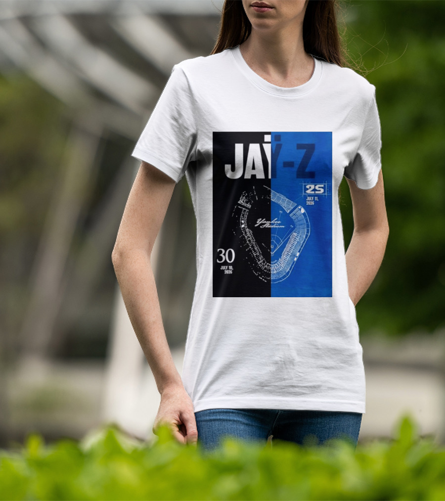 Jay Z Yankee Stadium July 10 11 2026 Celebration With Map Blueprint T-Shirt