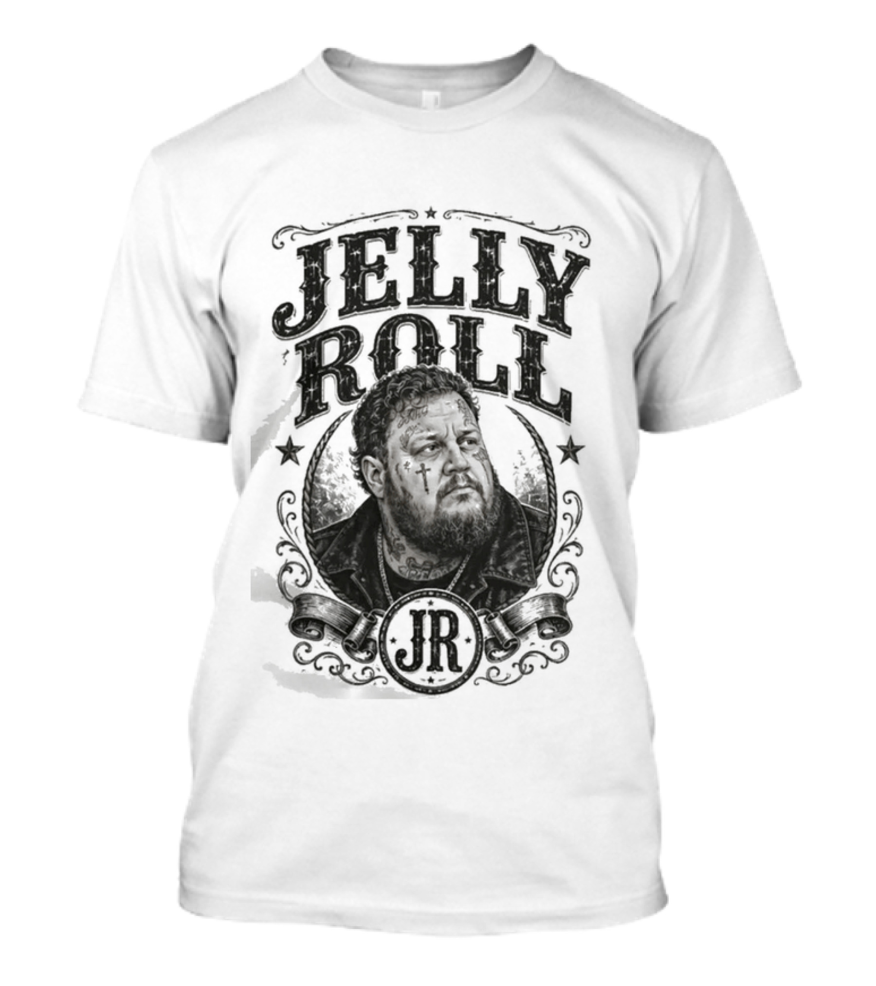 Jelly Roll Country Music Tour Songbook JR Stars Beige T-Shirt