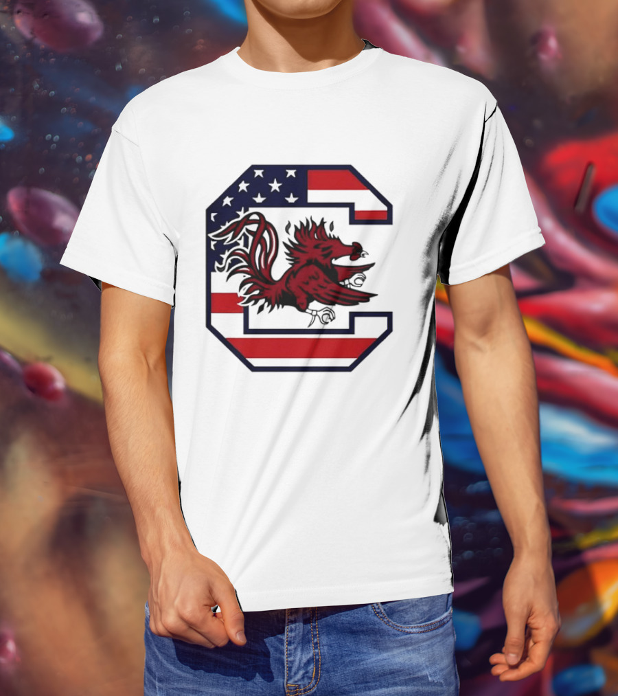 American Flag South Carolina Gamecocks C T-Shirt