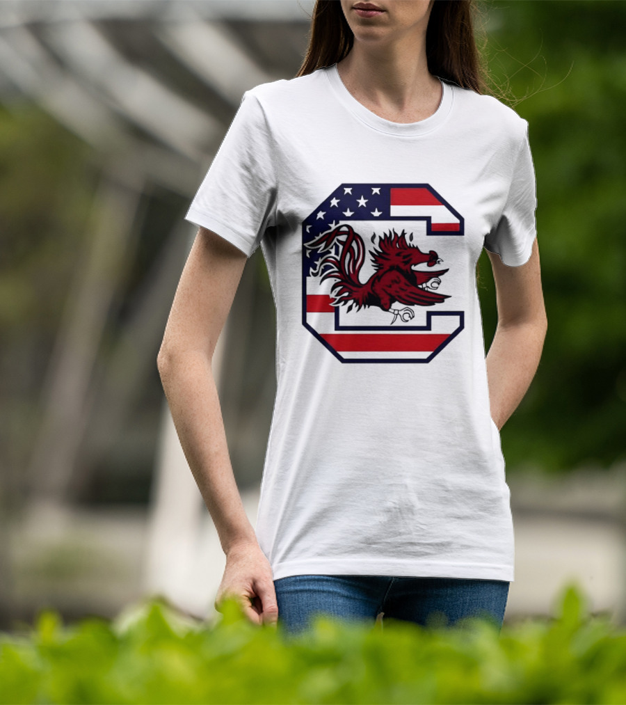 American Flag South Carolina Gamecocks C T-Shirt