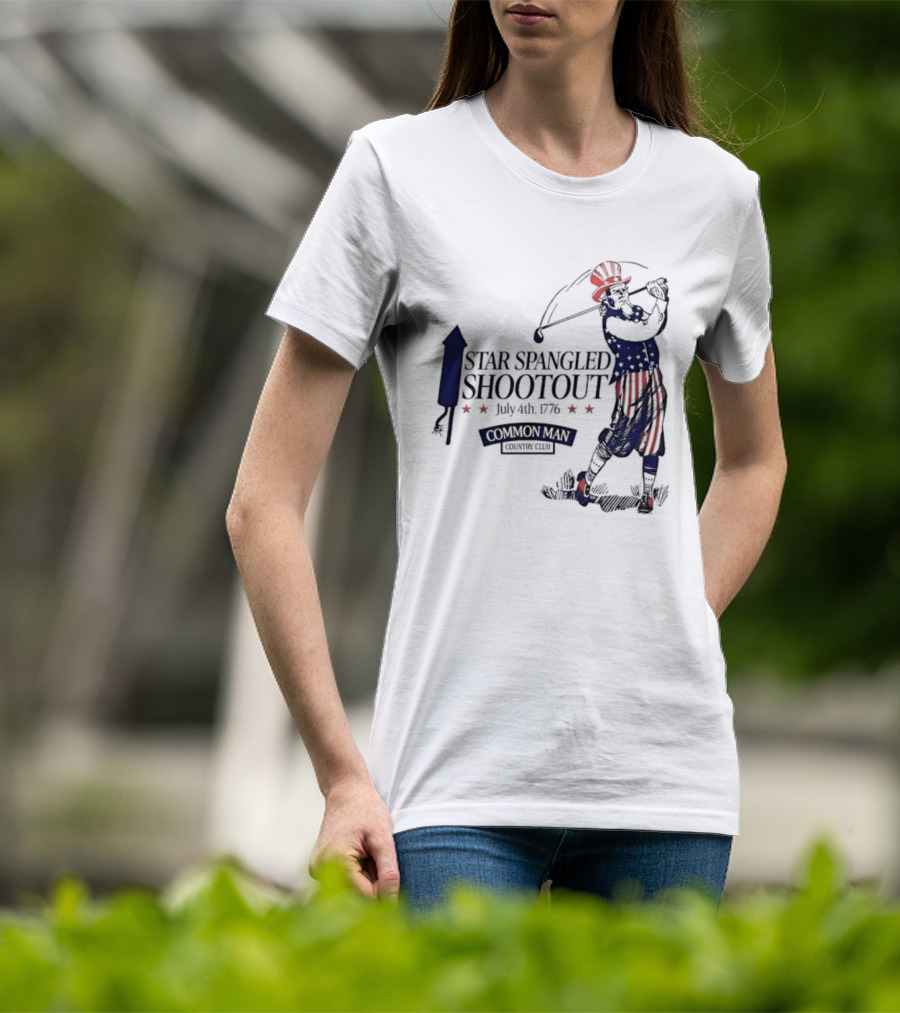 Star Spangled Shootout Common Man Country Club Patriotic Golfer T-Shirt