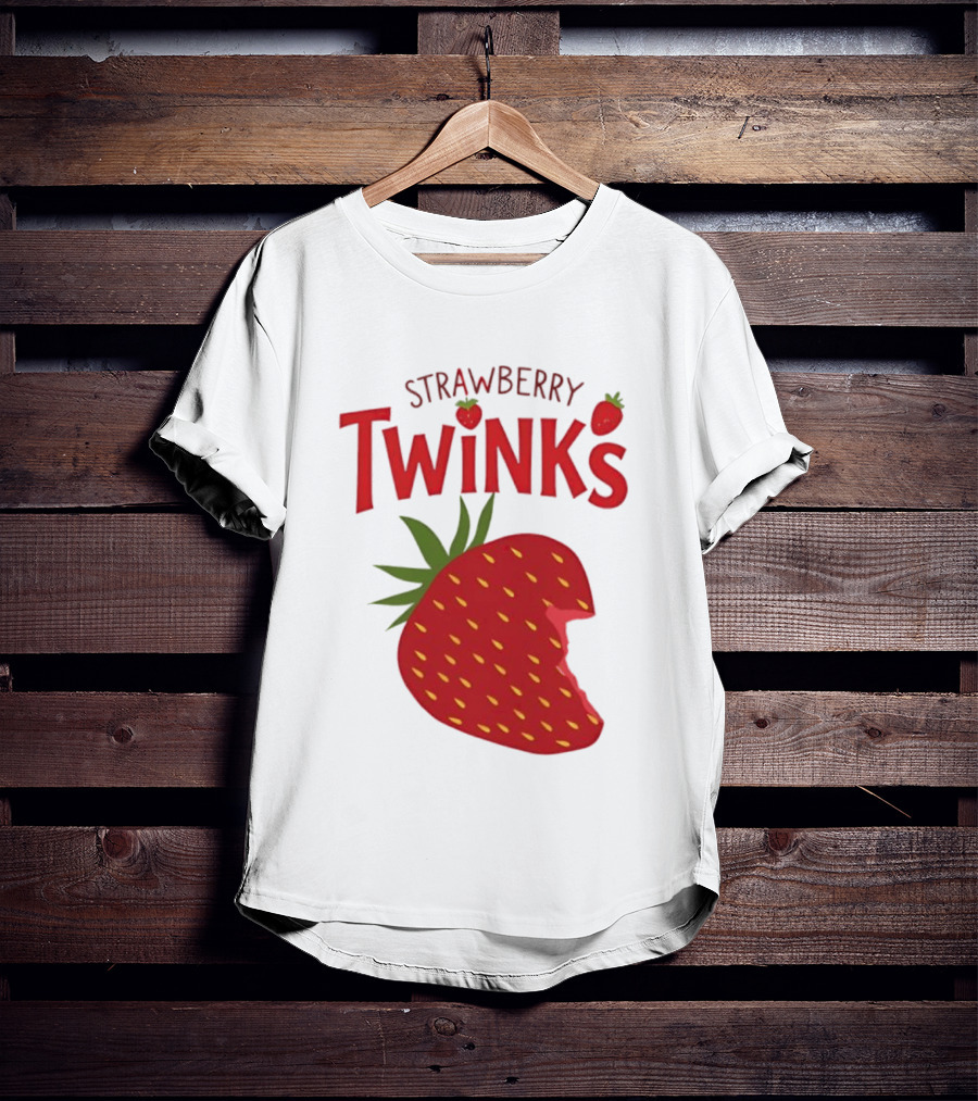 Strawberry Twinks Fruit Snack Pun Playful Bite T-Shirt