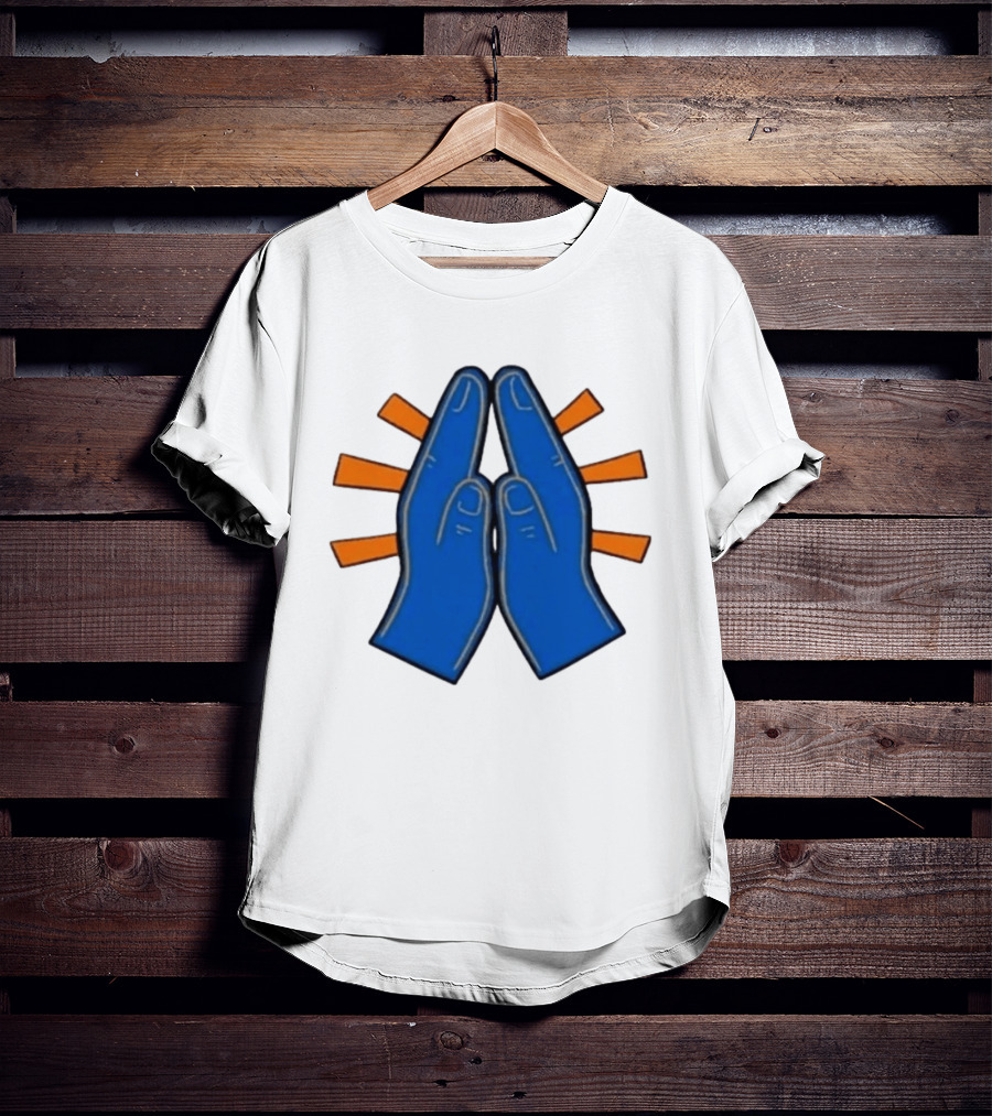 Please Just Make It All Worth It Blue Praying Hands Emoji T-Shirt