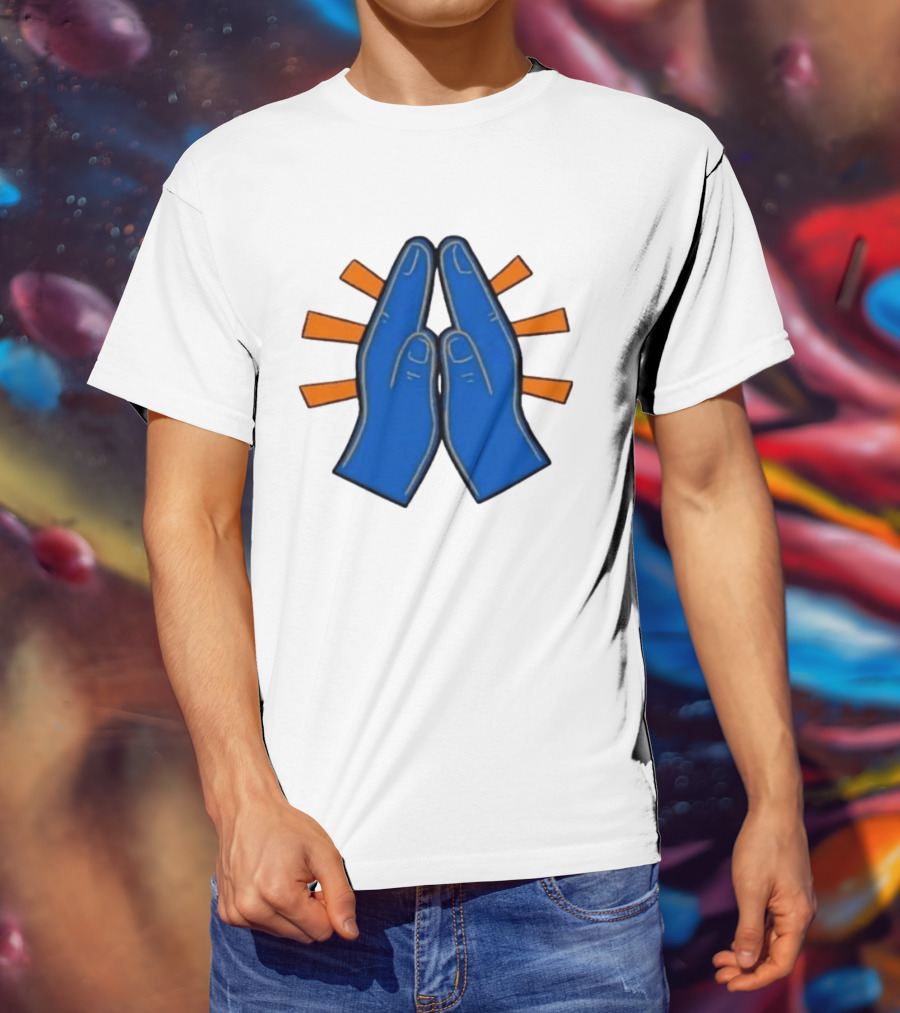 Please Just Make It All Worth It Blue Praying Hands Emoji T-Shirt