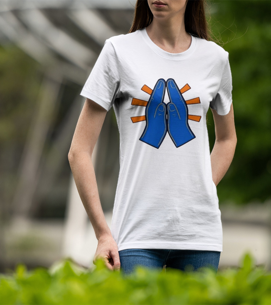 Please Just Make It All Worth It Blue Praying Hands Emoji T-Shirt