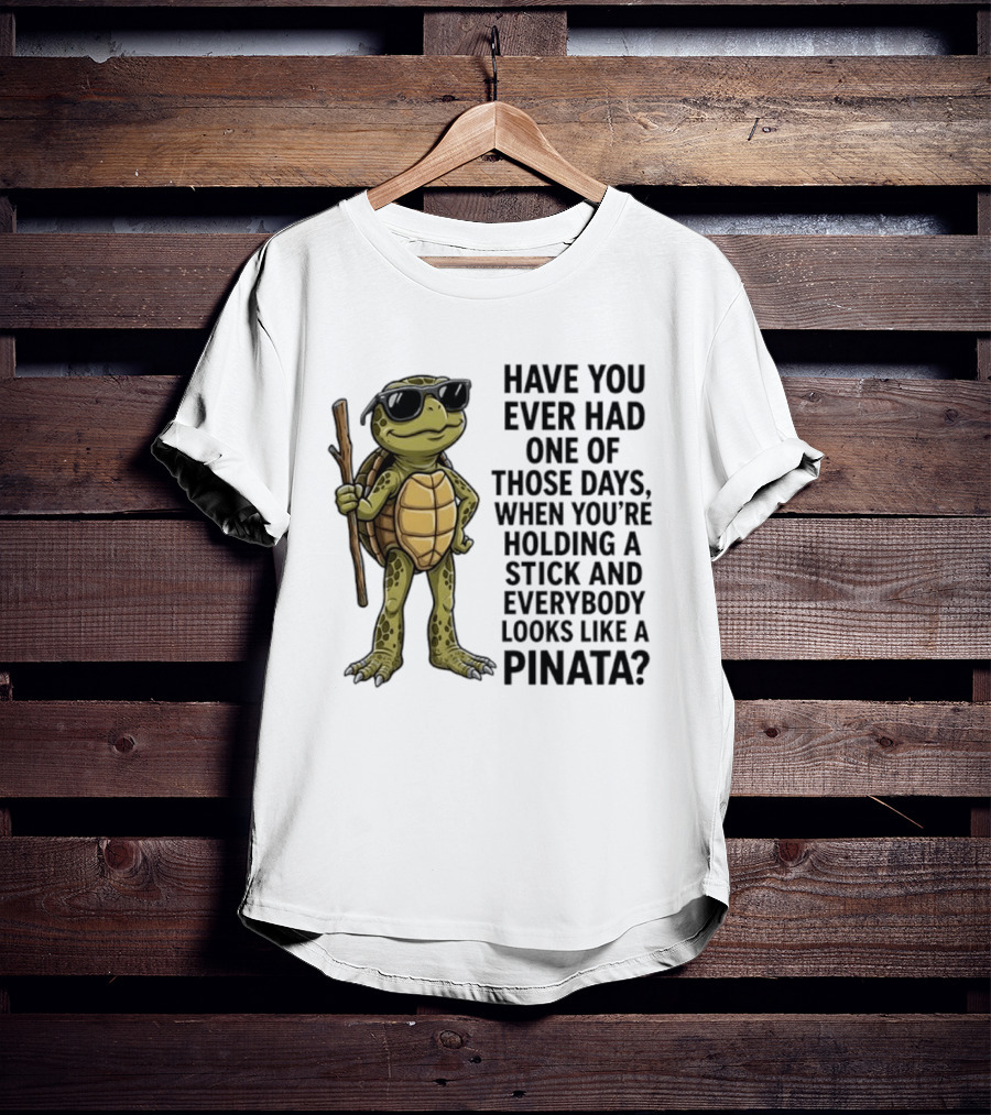 Have You Ever Had One Of Those Days Turtle Holding A Stick Looking Like A Pinata T-Shirt