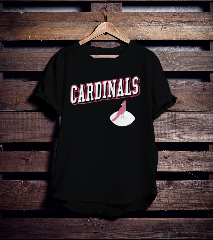 Arizona Cardinals Black Text With Cardinal On Football T-Shirt
