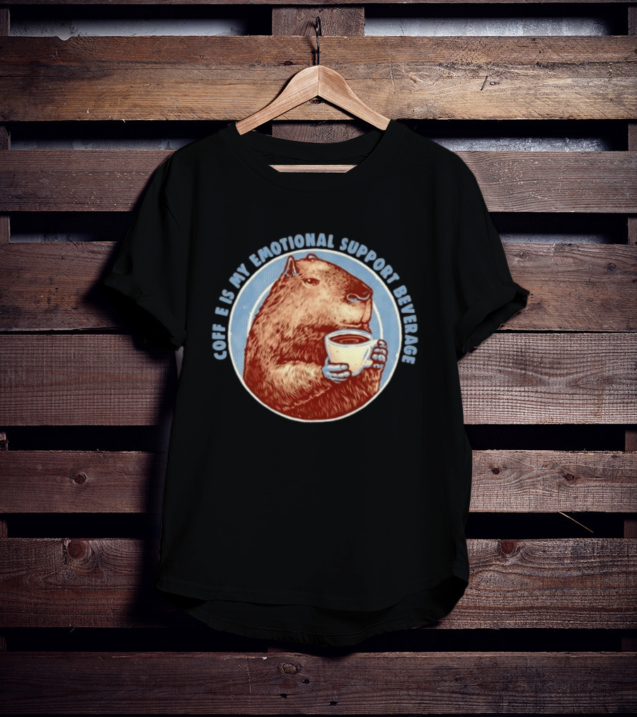 Capybara Coffee Is My Emotional Support Beverage Retro Style Animal Lovers T-Shirt