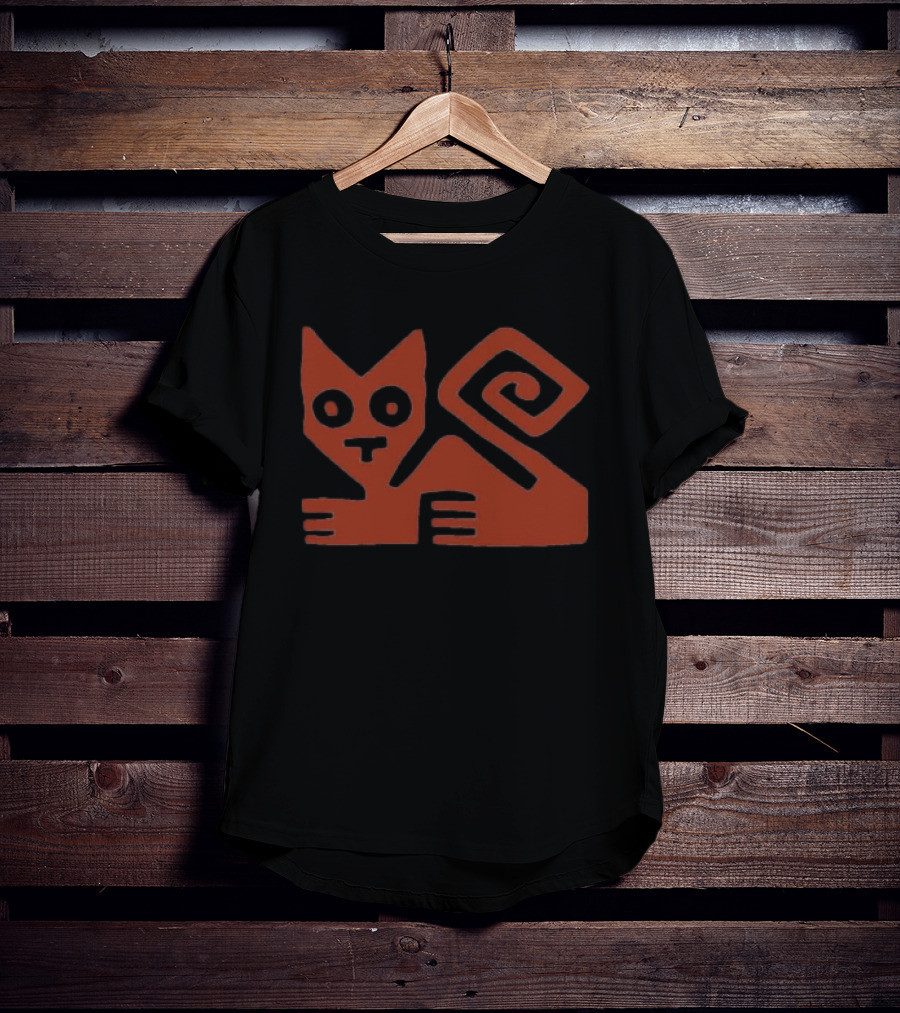 Cat Swirl Minimalist Red Geometric Feline T-Shirt