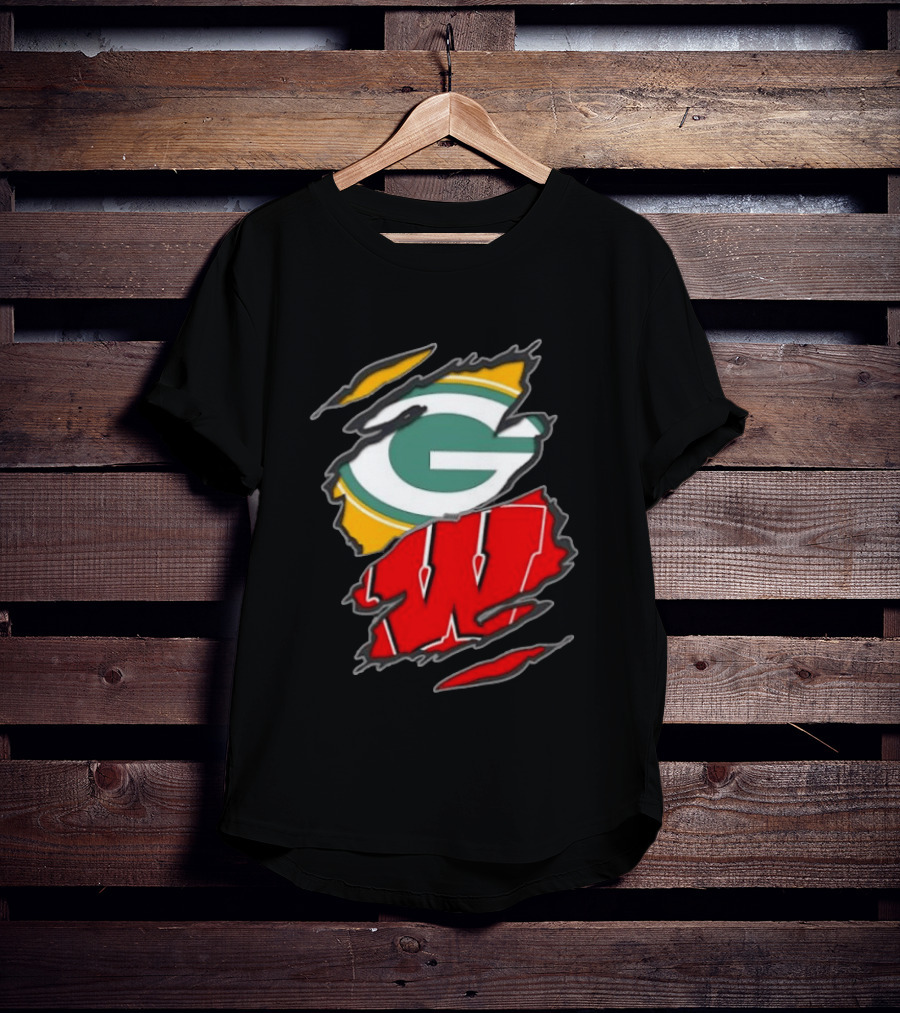 Green Bay Packers Wisconsin Badgers Team Sports Fan T-Shirt