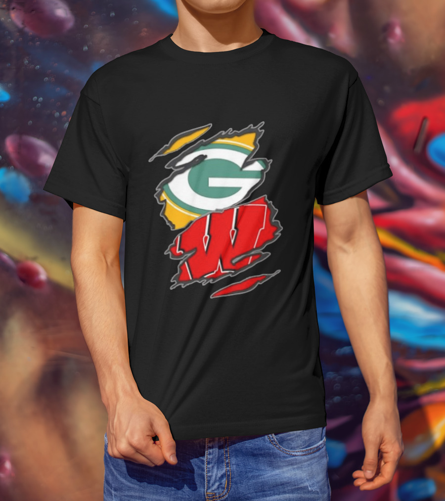 Green Bay Packers Wisconsin Badgers Team Sports Fan T-Shirt