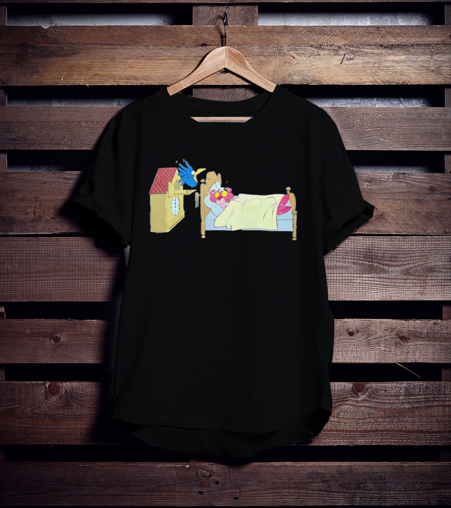 Onlyretro Pink Panther Startled Awake By Cuckoo Surprise T-Shirt