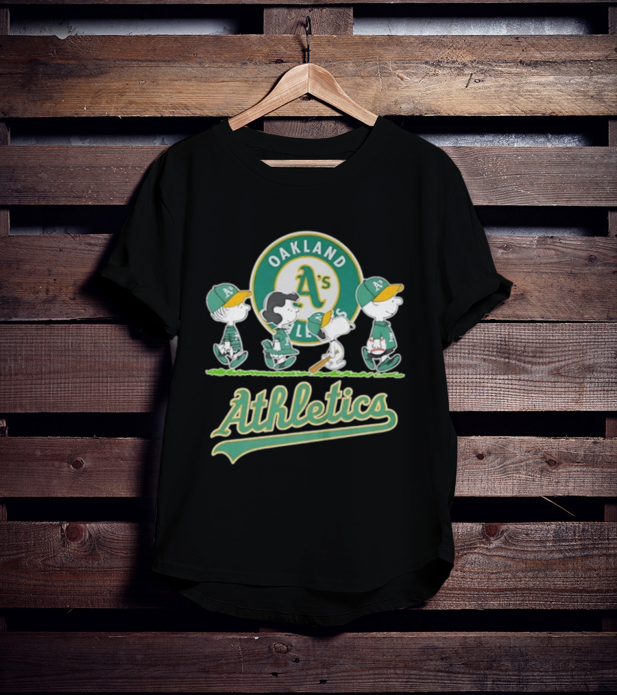 Peanuts Characters Oakland Athletics A's Team Major League Baseball Snoopy Charlie Brown Woodstock T-Shirt