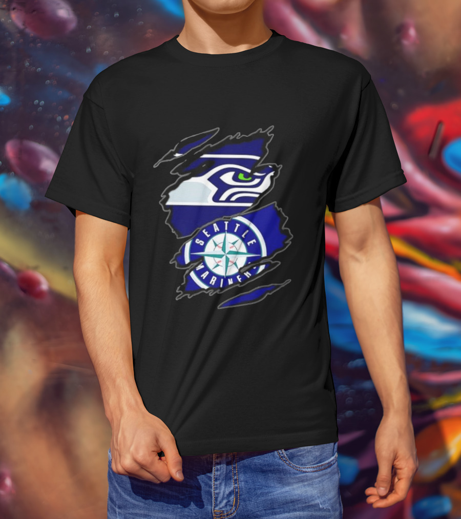 Seattle Seahawks Seattle Mariners Claw Rip T-Shirt