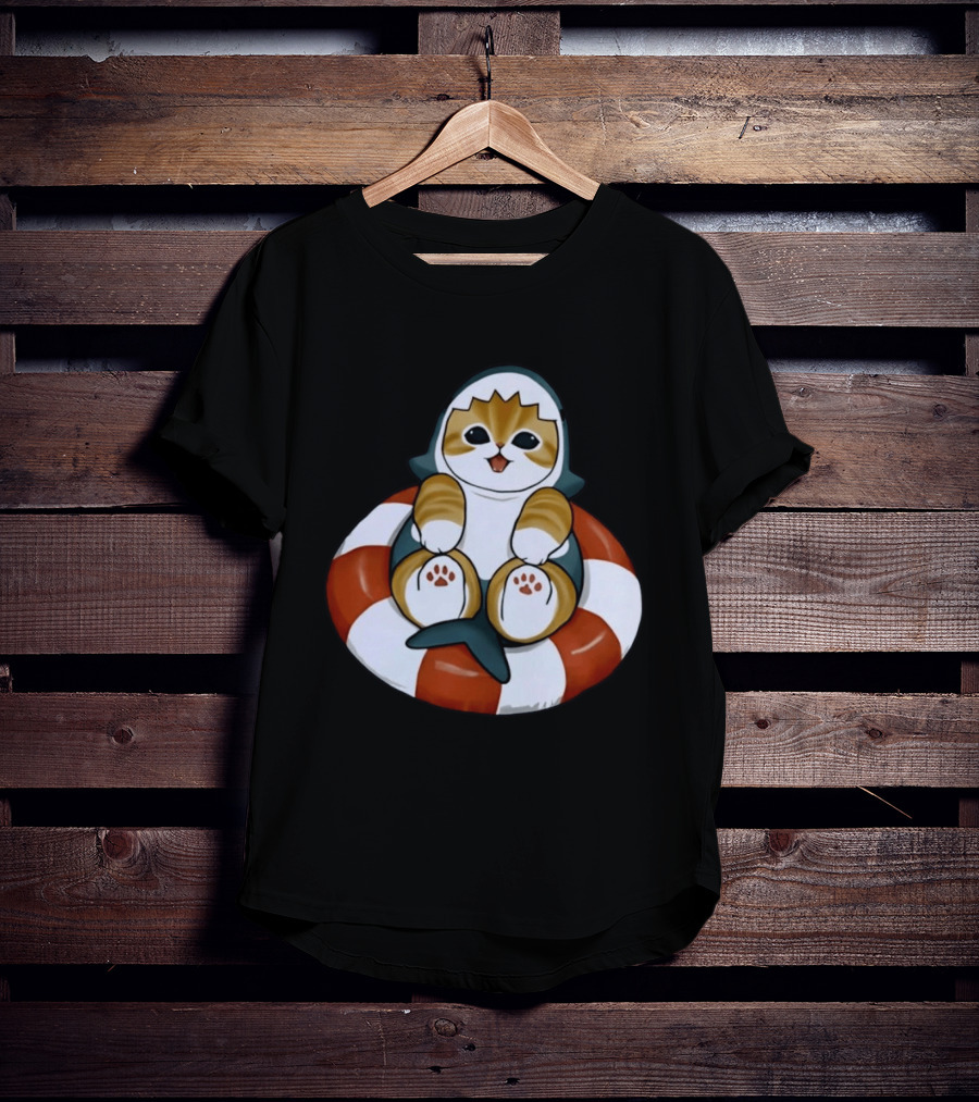 Shark Kitten Inflatable Tube Cat Shark Halloween Cats Animals T-Shirt